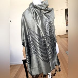 Charcoal pashmina wrap.  68”Lx27”W. Reversible perfect condition